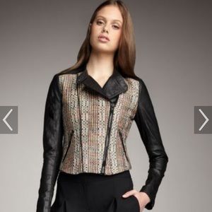 Theory leather and tweed jacket